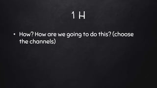 1 H
• How? How are we going to do this? (choose
the channels)