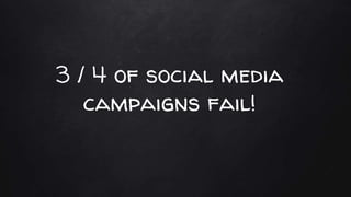 3 / 4 of social media
campaigns fail!