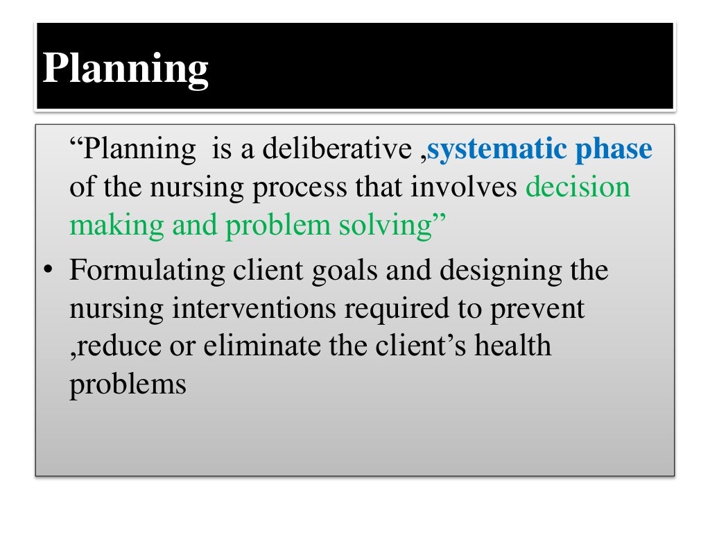 steps of nursing process, Planning