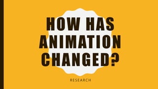 HOW HAS
ANIMATION
CHANGED?
R E S E A R C H
 