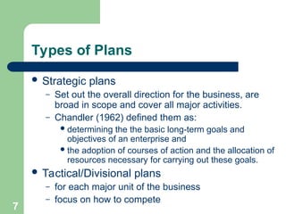 Higher Plan Types Planning and types of plans classifi.ppt