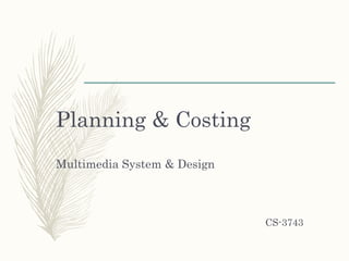Planning & Costing
Multimedia System & Design
CS-3743
 