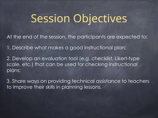 Session Objectives Examples Planning-for-instruction_planning-for-instruction.ppt