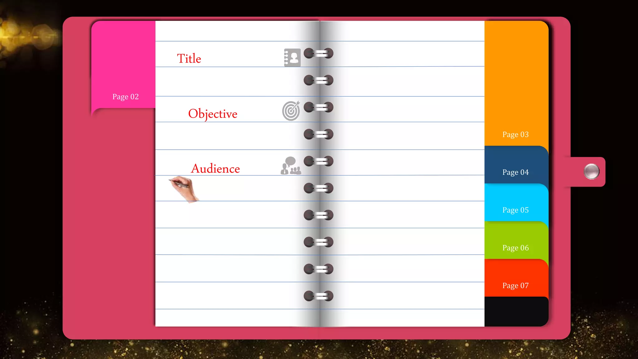 Page 07
Page 06
Page 05
Page 04
Page 01
Page 03
Page 02
Title
Objective
Audience