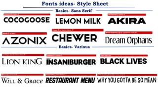 Fonts ideas- Style Sheet
Basics- Various
Basics- Sans Serif
 