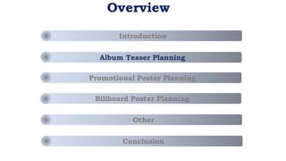 Overview
Introduction
Conclusion
Other
Billboard Poster Planning
Promotional Poster Planning
Album Teaser Planning
 