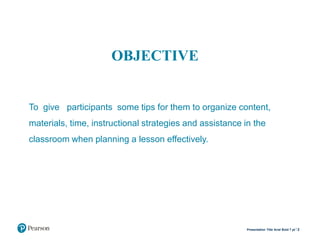 Planning a lesson | PPTX