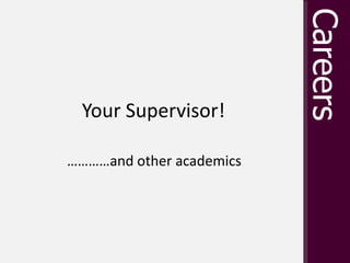 Your Supervisor! …………and other academics 