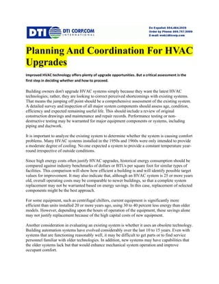 Planning And Coordination For HVAC Upgrades