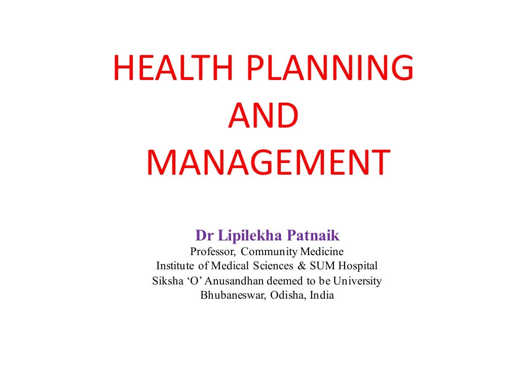Planning And Management In Health Sector
