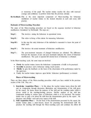Microteaching Procedure M.Ed Teacher Education's Topic-Planning and organisation of mirco ...