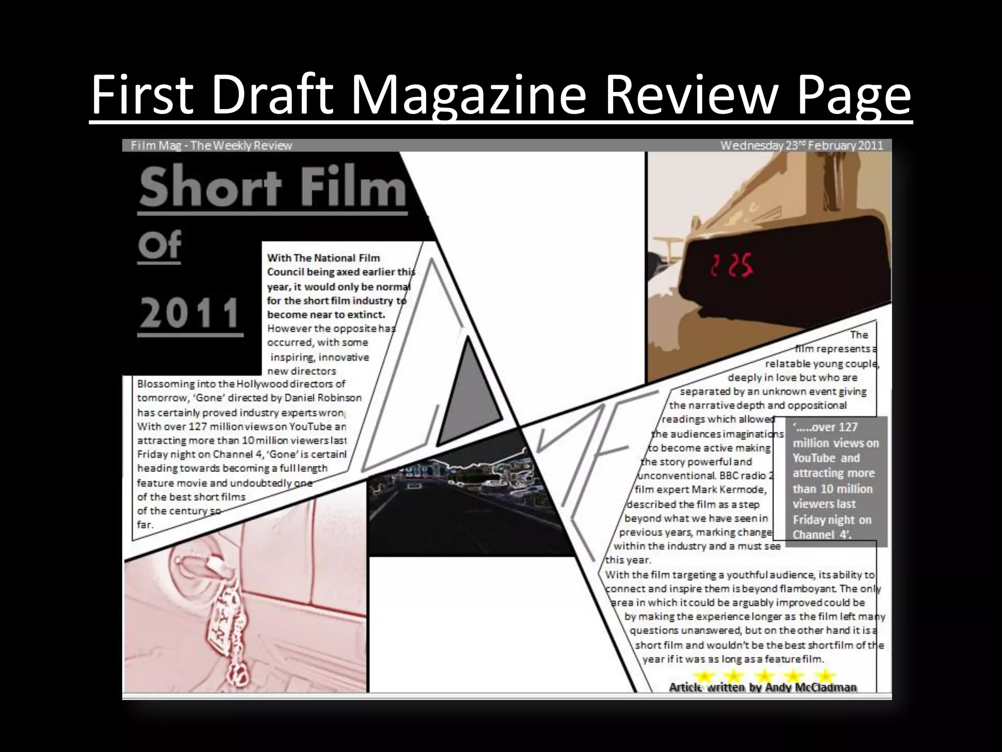 First Draft Magazine Review Page
 
