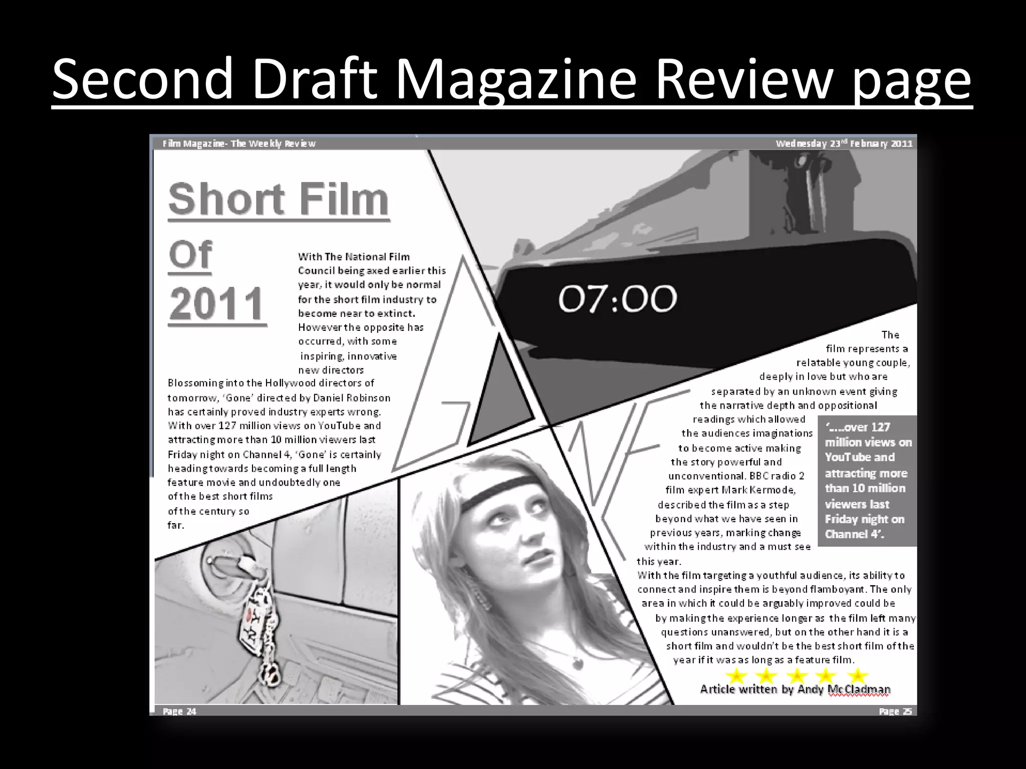 Second Draft Magazine Review page
 