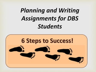 Planning and Writing
Assignments for DBS
Students
6 Steps to Success!
 