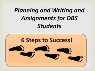 Planning and Writing and
Assignments for DBS
Students
6 Steps to Success!
 
