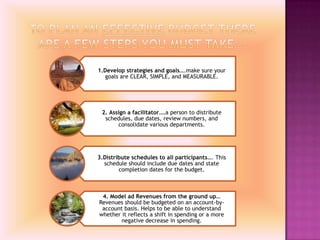 To plan an effective Budget There are a few steps you Must take….