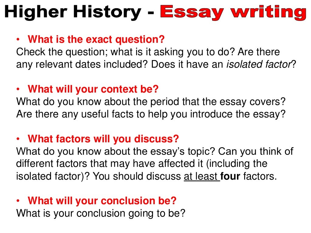 how to do a higher history essay conclusion