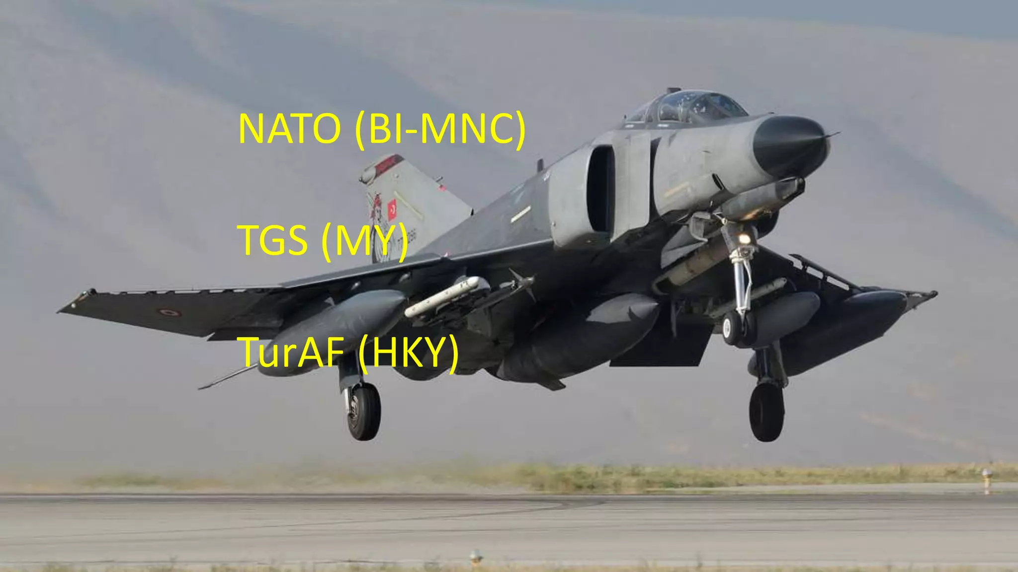 NATO (BI-MNC)
TGS (MY)
TurAF (HKY)