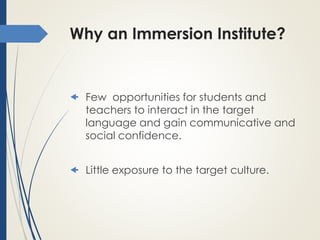 [RELO] Planning an Immersion English Institute for Teachers | PPTX