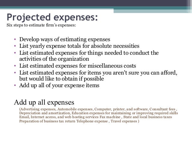 estimated travel expenses
