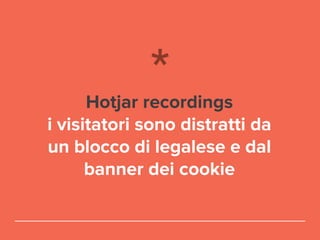 Hotjar recordings
i visitatori sono distratti da
un blocco di legalese e dal
banner dei cookie
 