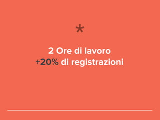 2 Ore di lavoro
+20% di registrazioni
 