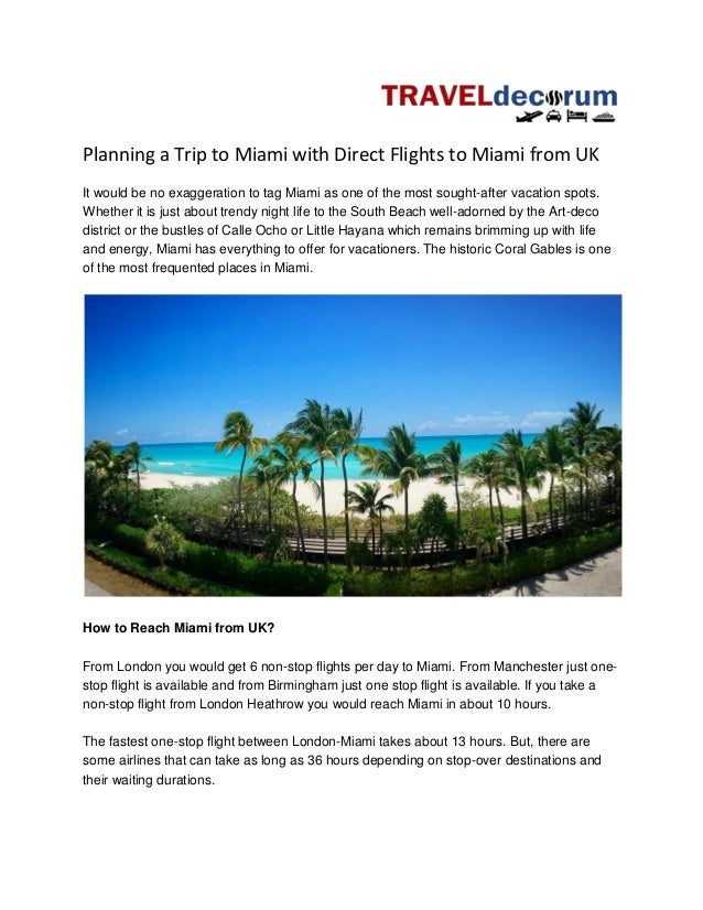 Planning a Trip to Miami with London to Miami Direct Flights