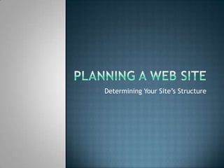 Planning a Web Site Determining Your Site’s Structure 