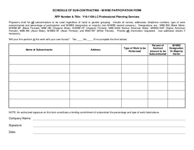 subcontractor bid form