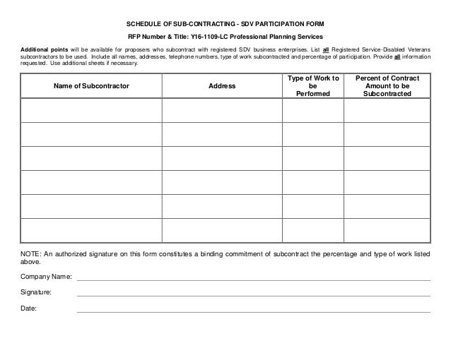 subcontractor bid form