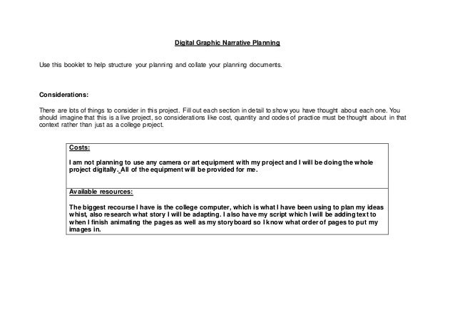 Planning booklet. story book