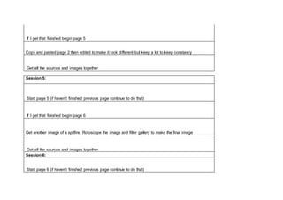 If I get that finished begin page 5
Copy and pasted page 2 then edited to make it look different but keep a lot to keep constancy
Get all the sources and images together
Session 5:
Start page 5 (if haven’t finished previous page continue to do that)
If I get that finished begin page 6
Get another image of a spitfire. Rotoscope the image and filter gallery to make the final image
Get all the sources and images together
Session 6:
Start page 6 (if haven’t finished previous page continue to do that)
 