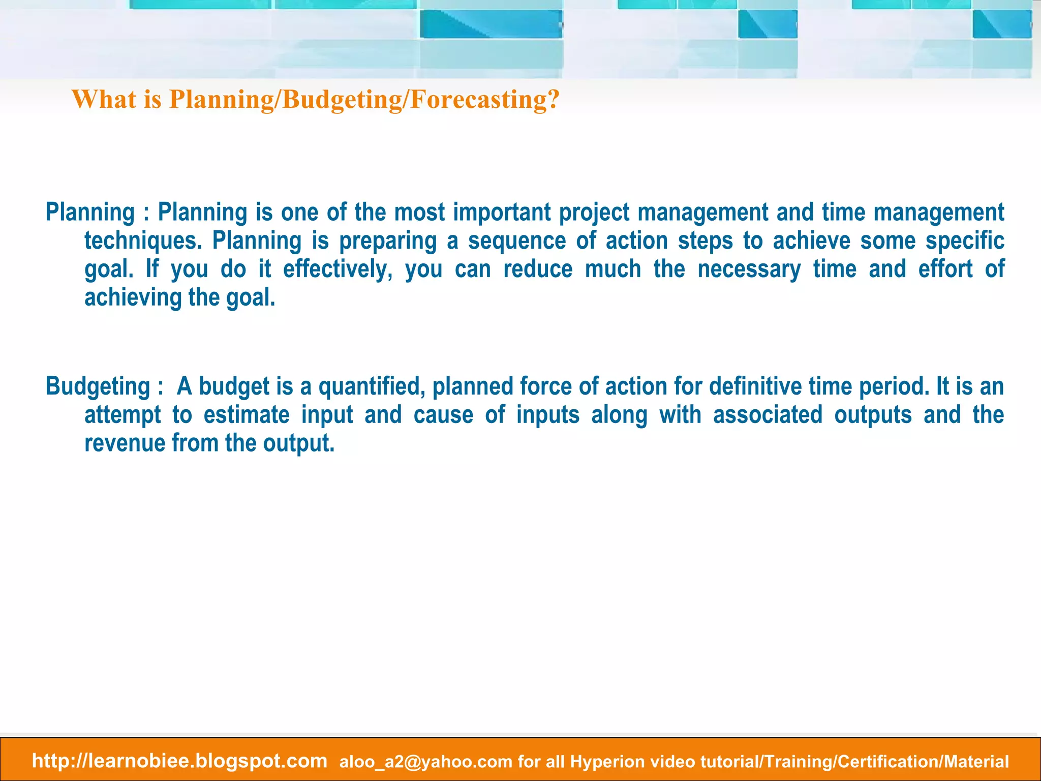 Summary Difference 1) When you Add or Delete or changing the outline the entire data will remove. 2) There is no right back option. 3) In a standard Dimension + & ~ consolidation property only .In measure -,/,% other symbols are there.. 4) Only one database for Application. 5) There are no Calculation scripts and formulas. 6) Two pass, Variance are not used in ASO.  