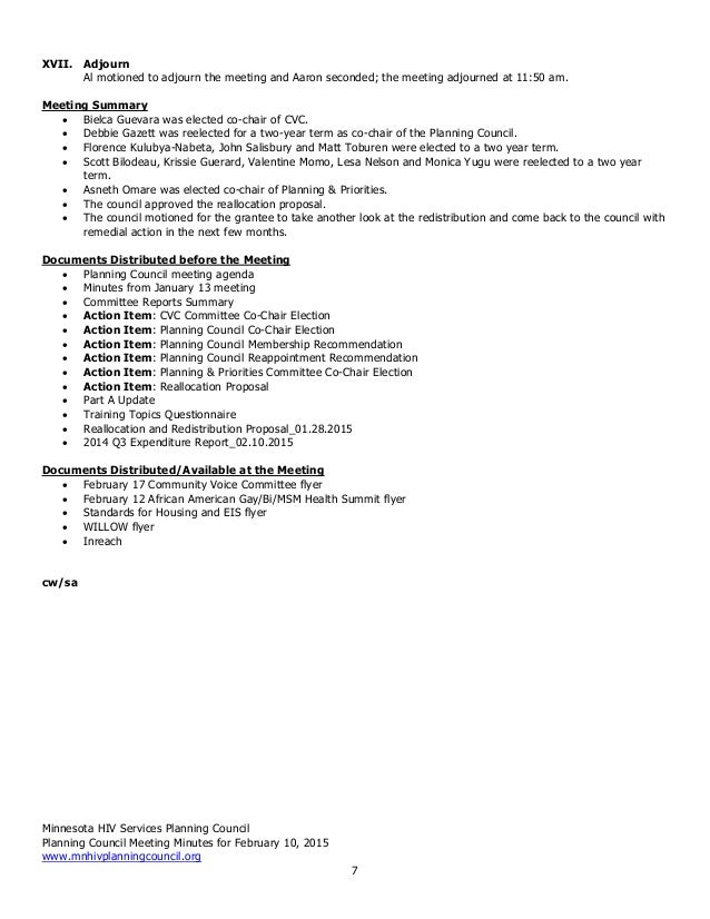 minutes of the february 10 2015 mhspc meeting