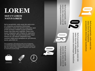 SED UT LOREM
NATUS LOREM
Sed ut perspiciatis, unde omnis iste natus error
sit voluptatem accusantium doloremque
laudantium, totam rem aperiam eaque ipsa, quae
ab illo inventore veritatis et quasi architecto
beatae vitae dicta sunt, explicabo. Nemo enim
ipsam voluptatem, quia voluptas sit, aspernatur
aut odit aut fugit, sed quia consequuntur magni
dolores eos, qui ratione voluptatem sequi
nesciunt, neque porro quisquam est, qui dolorem
ipsum, quia dolor sit
LOREM
Sed ut perspiciatis, unde omnis iste natus error sit voluptatem
accusantium doloremque laudantium, totam rem aperiam eaque
ipsa, quae ab illo inventore veritatis et quasi architecto beatae vitae
dicta sunt, explicabo. Nemo enim ipsam voluptatem, quia voluptas
sit, aspernatur aut odit aut fugit
Sedutperspiciatis,undeomnisiste
natuserrorsitvoluptatem
accusantiumdoloremquelaudantium
Sedutperspiciatis,undeomnisiste
natuserrorsitvoluptatem
accusantiumdoloremquelaudantium
Sedutperspiciatis,unde
omnisistenatuserrorsit
voluptatemaccusantium
Sedutperspiciatis,unde
omnisistenatuserrorsit
voluptatemaccusantium
 