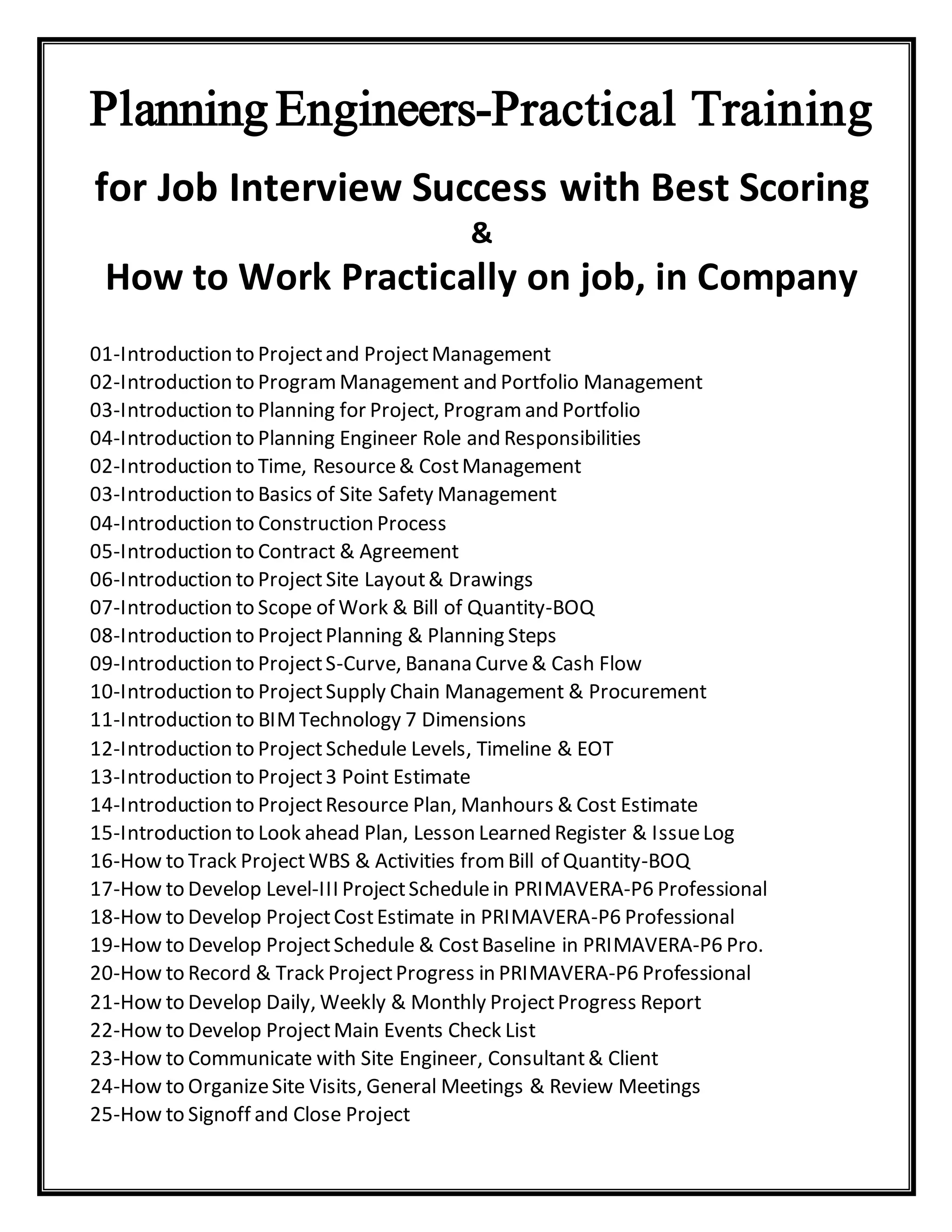 PrimaveraP6 for Planning engineer Practical Training PDF