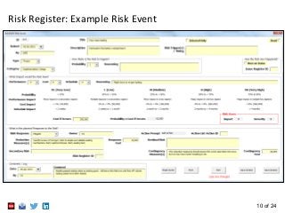 10 of 24
Risk Register: Example Risk Event
 