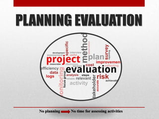 PLANNING EVALUATION

No planning

No time for assessing activities

 