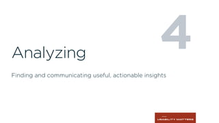 4Analyzing
Finding and communicating useful, actionable insights
 