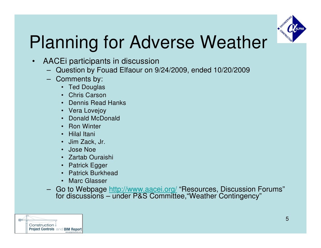 Planning For Adverse Weather