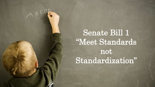 Senate Bill 1
“Meet Standards
not
Standardization”
 