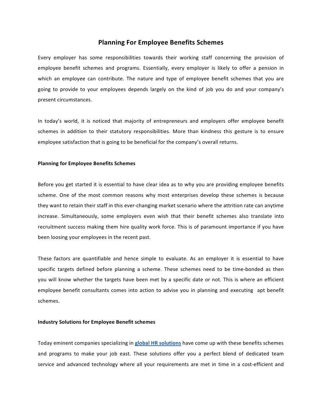 Planning For Employee Benefits Schemes