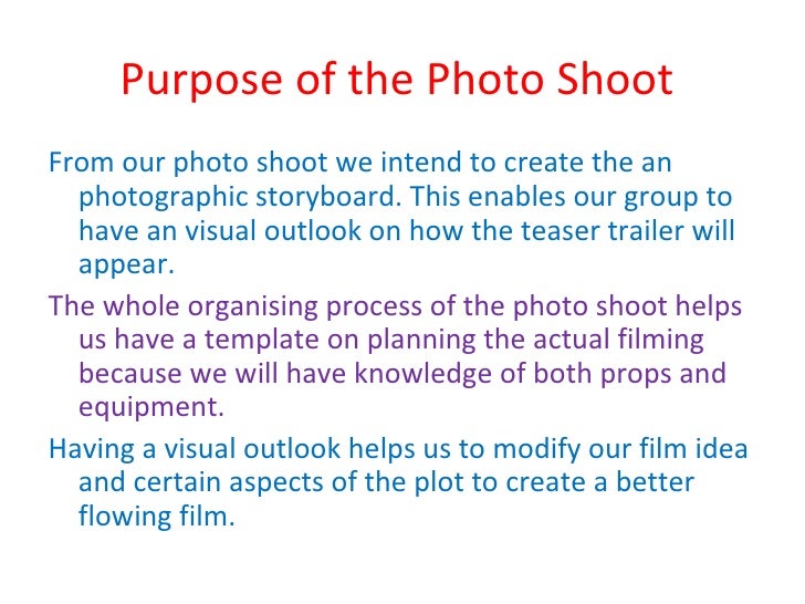 Planning For Photo Shoot