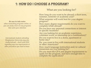 Planning for study abroad | PPTX