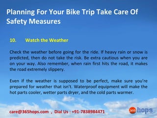 Planning For Your Bike Trip Take Care Of Safety Measures