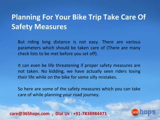 Planning For Your Bike Trip Take Care Of Safety Measures