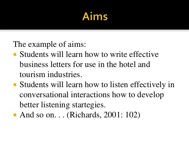 Aims and Objectives for Master's Dissertations