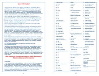1. What is your rank?                    O   Seabee                                  O   Information for Advancement Chart

                               User Information                                           O    E-1/2/3                             O   SEAL/SWCC                               O   Community Mgrs/Tech Adv List

                                                                                          O    E-4                                 O   EOD/Diver                               O   Miscellaneous Websites

                                                                                          O    E-5                                 O   CT/IS                                   O   Personnel Admin Reference Index
The Naval Leader Planning Guide (NLPG) and the Naval Leader Weekly Planner
(NLWP) are produced annually by CPPD. They contain calendars, important dates,            O    E-6                                 O   Other                                   O   Individual Devel Planning Pages

references, phone numbers, e-mail addresses, and other information that may be            O    E-7/8/9                             7. Other community personnel only.          O   Notes Pages
useful to all Naval Leaders. The 8.5” x 11” NLPG is in the standard monthly format.
The 5.8” x 8.5” NLWP is in a weekly format that is designed to ﬁt into your personal      O    O-1                                     Please specify community.               O   Leadership Tutors

day planner/organizer binder (7-hole or 3-hole punched). The guides and planners are      O    O-2                                 ________________________                    O   Mentoring Section
available for download and may be printed by all Naval personnel.                         O    O-3                                 8. How often do you use the NLWP?           O   Reading Lists

The NLPG/NLWP are also available on the NKO website in .pdf format and in a               O    O-4                                 O   Several times a day                     14. Which of the following are least
version for Outlook. URL is: https://wwwa.nko.navy.mil. After logging in, click on the
                                                                                          O    O-5>                                O   About once a day                            useful to you?
Leadership tab. The pubs are in the section for Naval Leader Planning Guide 2012.
                                                                                          2. What is your job title?               O   About 3 times a week                    O   Things To Do Pages
Dates for Holy Days and Religious Observances can be found at the Interfaith
Calendar website at www.interfaithcalendar.com.                                           O    Work Center Supervisor              O   About once a month                      O   Monthly Calendar Pages


Historical information was taken from the Naval Historical Center and the USMC            O    LPO                                 O   Less than once a month                  O   FITREP/EVAL/COUNSELING Cal

History and Museum Division websites.                                                     O    CPO                                 O   Never use                               O   Information for Advancement Chart

Various ethnic and religious groups in America celebrate days with special meaning        O    Dept. LCPO                          9. If you selected “never use” in the       O   Community Mgrs/Tech Adv List

to them even though these are not national holidays. Jews, for example, observe           O    Division Ofﬁcer                         previous question please explain        O   Miscellaneous Websites
their high holy days in September, Muslims celebrate Ramadan, African Americans
celebrate Kwanzaa, Irish Americans celebrate the old country’s patron saint, St.          O    Department Head                         why.                                    O   Personnel Admin Reference Index

Patrick, on March 17, and Mardi Gras is the day before the Christian season of Lent       O    Executive Ofﬁcer                    _______________________                     O   Individual Devel Planning Pages
begins and is a big occasion in New Orleans, Louisiana, where huge parades and wild       O    Commanding Ofﬁcer                   10. If the NLWP was accessible only on      O   Notes Pages
revels take place. There are many other such religious and ethnic celebrations in the
United States.                                                                            O    Other                                   NKO, would you use it on a regular      O   Leadership Tutors

                                                                                          3. Other job title only.                     basis?                                  O   Mentoring Section
Feedback is extremely important to ensure the continuous improvement and future
existence of this publication. Your comments and suggestions are encouraged and will      _____________________                    O   Deﬁnitely would                         O   Reading Lists
be taken into consideration when making decisions about NLPG changes in design            4. What is your service status?          O   Very likely                             15. If the NLWP were revised to include
and/or content. Feedback questionnaires are available in the publication; please ﬁll
them out and submit them.                                                                 O    USN                                 O   Possibly                                    only the leadership reference

                                                                                          O    USNR-FTS                            O   Very unlikely                               material,without the calendar
POC for content or to add your command to the distribution list e-mail:
CPPDFeedback@navy.mil                                                                     O    USNR-SELRES                         O   Deﬁnitely would not                         feature, how likely is it that you

Various ethnic and religious groups in America celebrate days with special meaning        O    USMC                                O   Not sure                                    would use it?

to them even though these are not national holidays. Jews, for example, observe           O    USMC-RESERVE                        11. If you selected “deﬁnitely would not”   O Deﬁnitely would
their high holy days in September, Muslims celebrate Ramadan, African Americans
                                                                                          O    USMC-ACTIVE RESERVE                     please explain why.                     O Very likely
celebrate Kwanzaa, Irish Americans celebrate the old country's patron saint, St.
Patrick, on March 17, and Mardi Gras is the day before the Christian season of Lent       5. How many years of military service?   ______________________                      O Possibly

begins and is a big occasion in New Orleans, Louisiana, where huge parades and wild       O    <1                                  ______________________                      O Very unlikely
revels take place. There are many other such religious and ethnic celebrations in the
                                                                                          O    1-4                                 12. How useful is the NLWP to you in        O Deﬁnitely would not
United States.
                                                                                          O    5-8                                     your leadership role?                   O Not sure
  Dates listed in this publication are subject to change without notice,
                                                                                          O    9-12                                O   Very useful
                 Please verify through ofﬁcial channels.                                                                                                                       Demographics.
                                                                                          O    13-16                               O   Useful
                                                                                                                                                                               Name : _________________
                                                                                          O    17-20                               O   Neutral
Cover image:                                                                                                                                                                   (Optional)
                                                                                          O    20 +                                O   Not useful
                                                                                                                                                                               Telephone: ______________
111017-N-VN693-525 ARABIAN SEA (Oct. 17, 2011) Two F/A-18C Hornets assigned                                                                                                    (Optional)
                                                                                          6. What is your primary community?       O   Not at all useful
to the Golden Dragons of Strike Fighter Squadron (VFA) 192 ﬂy over the aircraft
carrier USS John C. Stennis (CVN 74) to show support for the upcoming Army/Navy           O    Aviation                            13. Which of the following are most
                                                                                                                                                                               E-Mail: _________________
football game. John C. Stennis is deployed to the U.S. 5th Fleet area of responsibility   O    Surface                                 useful you? (check all that apply)      (Optional)
conducting maritime security operations and support missions as part of Operations
                                                                                          O    Submarine                           O   Monthly Calendar Pages
Enduring Freedom and New Dawn. (U.S. Navy photo by Mass Communication
Specialist 2nd Class Walter M. Wayman/Released)                                           O    Medical/Dental                      O   FITREP/EVAL/COUNSELING Cal



                                           4                                                                                                           257
 