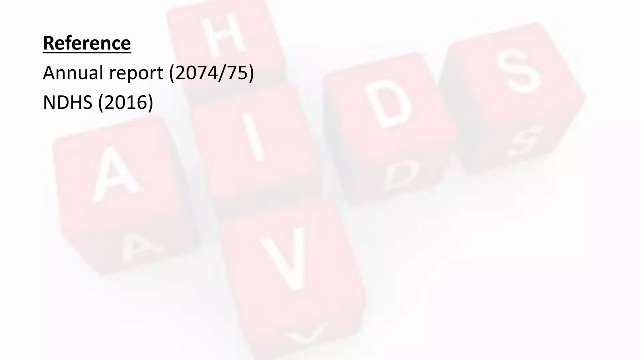 Reference
Annual report (2074/75)
NDHS (2016)
 