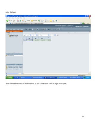 After Refresh




Now submit these south level values to the India level sales budget manager;




                                                                               191
 